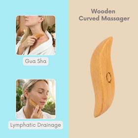 Reccsy lymphatic drainage routine using the curved wooden tool after shower for gentle fluid movement.