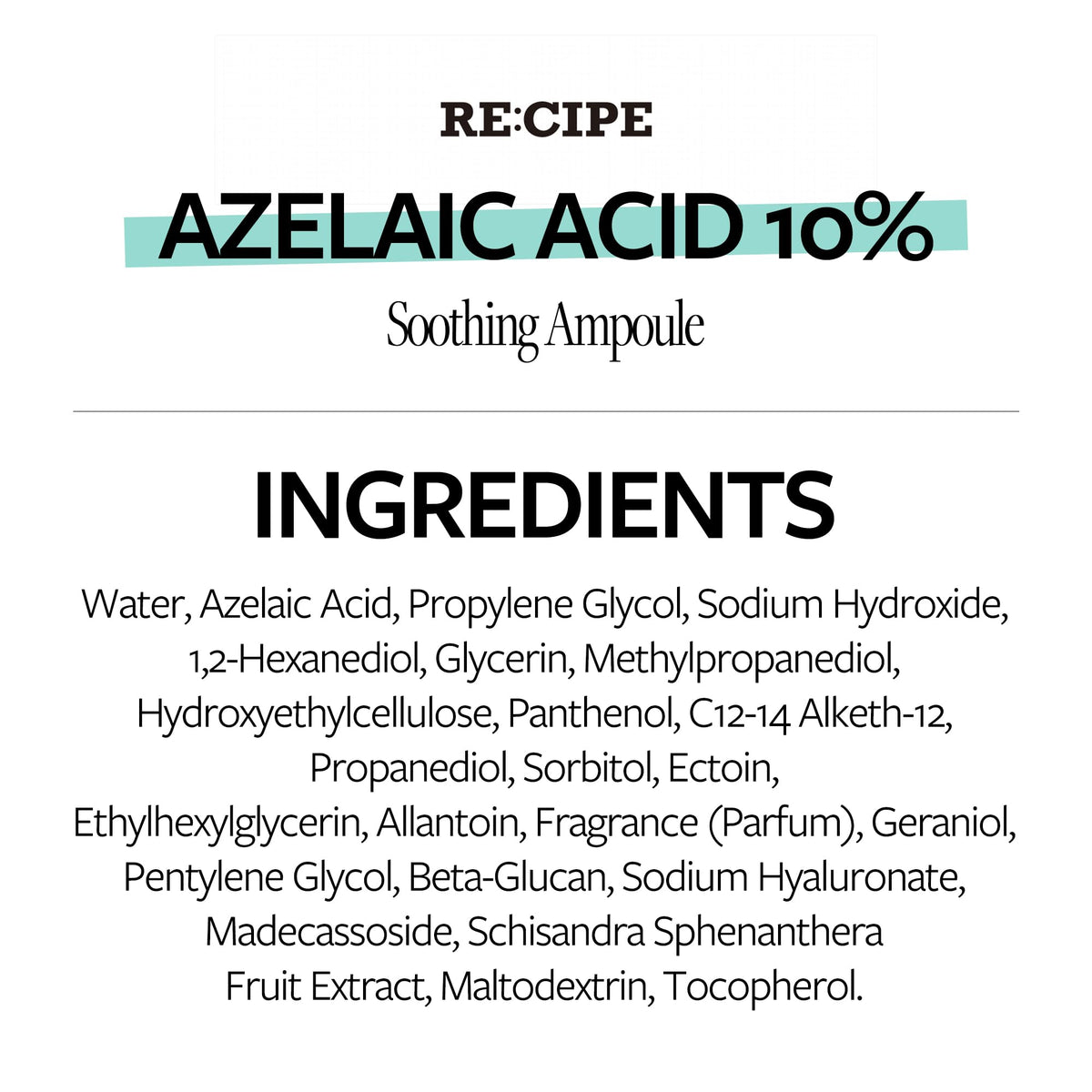 RE:CIPE Azelaic Acid 10 night routine compatible with barrier products
