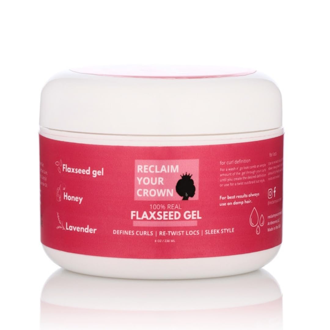 Reclaim Your Crown defines curls with 100% Real Flaxseed Gel for defined, frizz-free hair.