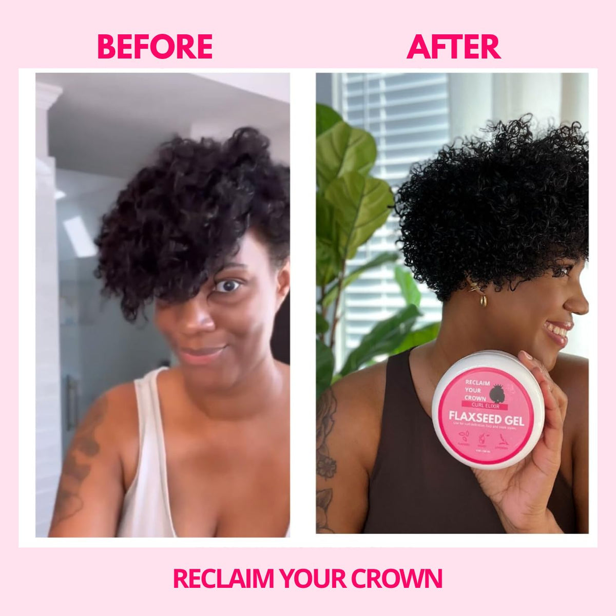 Reclaim Your Crown frizz-taming keeps styles intact in humidity and changing weather.