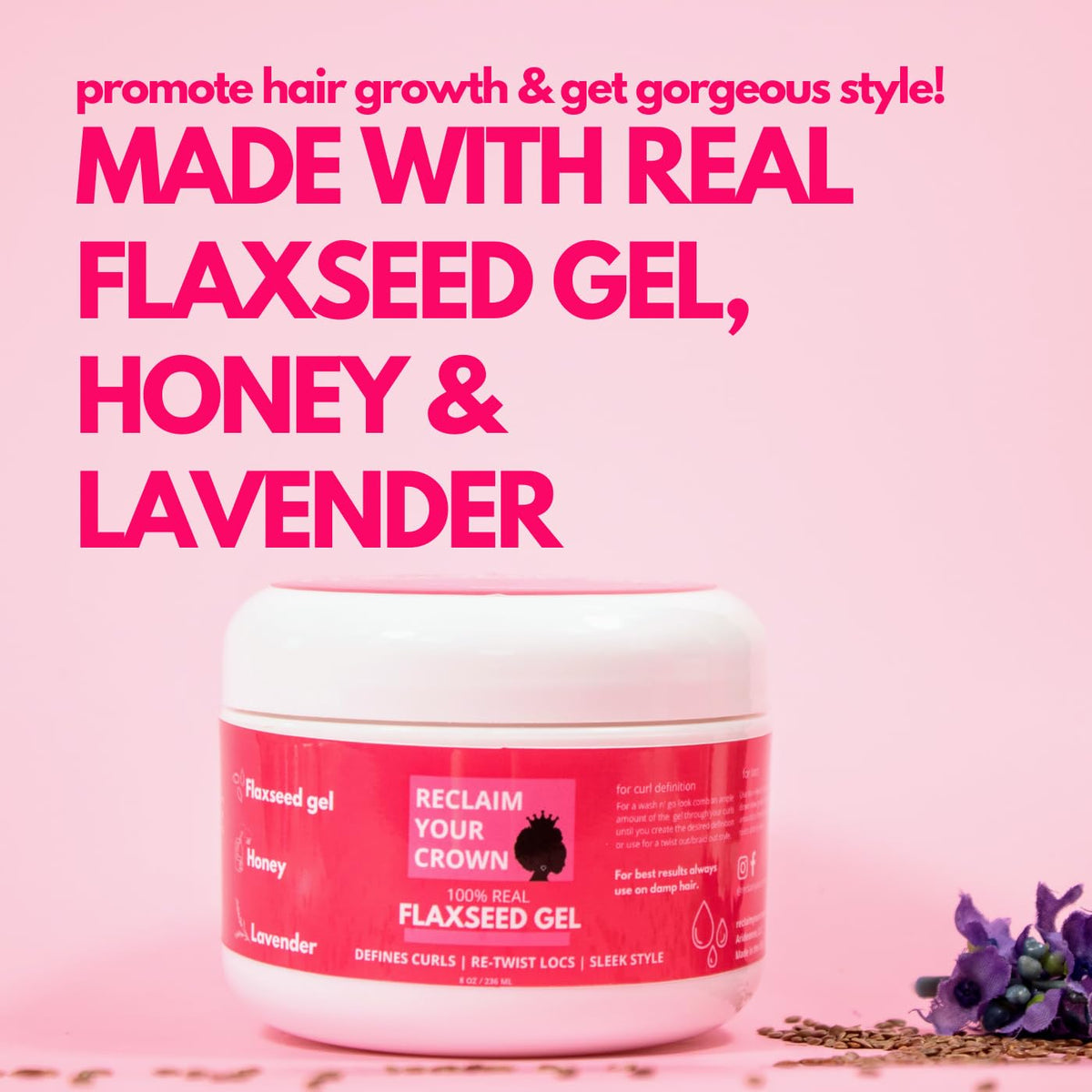 Reclaim Your Crown organic-paraben-free formula reflects clean, natural ingredients for confident styling.