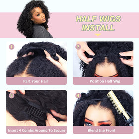 Recomtic half wig with flip headband for glueless quick wear