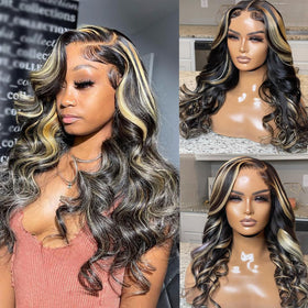 Recomtic honey blonde body wave lace-front wig offers versatile styling and seamless blend