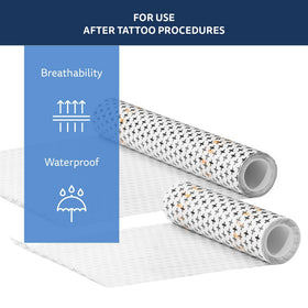 Breathable, flexible Derm Shield design that moves with the skin over a tattoo.