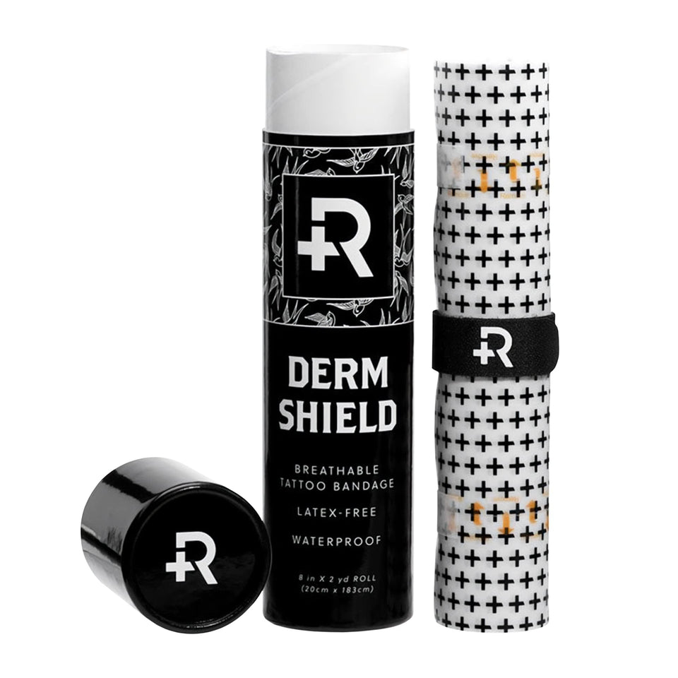Recovery Aftercare Derm Shield clear tattoo bandage protects new ink discreetly.