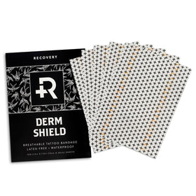 Recovery Aftercare Derm Shield tattoo patch, transparent film protects new ink while staying breathable