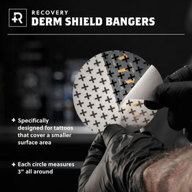 Recovery Derm Shield Bangers breathable design maintains comfort for tattoo areas.