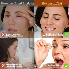 Recuren Plus natural nourishment—panax ginseng and pumpkin seed support lash health.