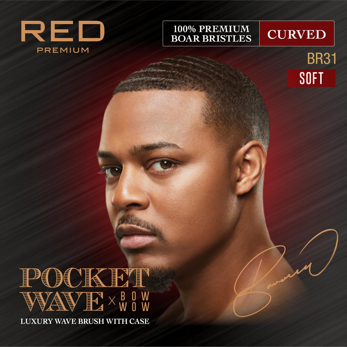 Red by Kiss curved bristles delivering gentle scalp stimulation during brushing