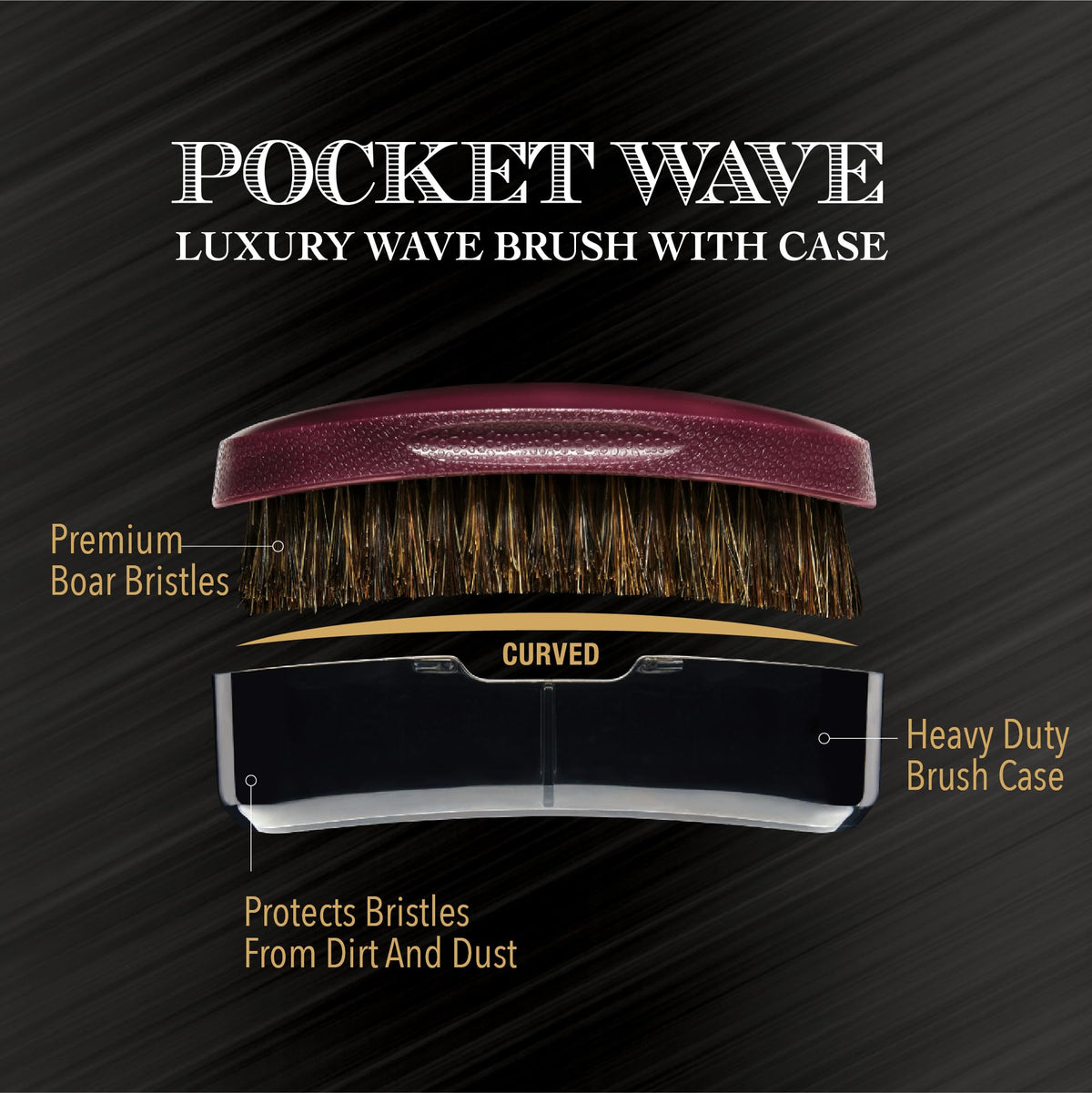 Red by Kiss curved palm brush with travel cover protecting bristles during travel