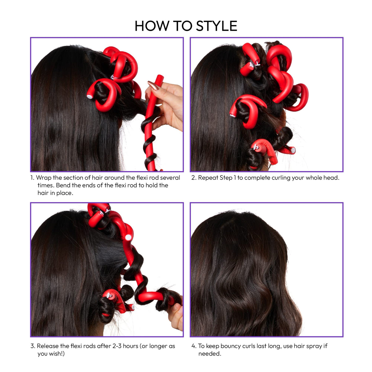 Flexible, soft touch of Red by Kiss Flexi Rods enhances styling experience.