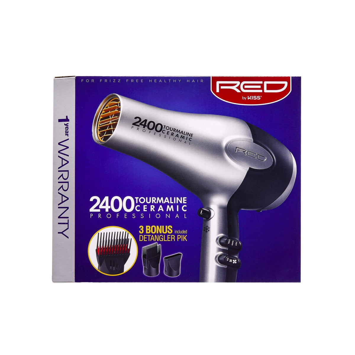 Red by Kiss dryer back view shows ergonomic grip for comfortable styling