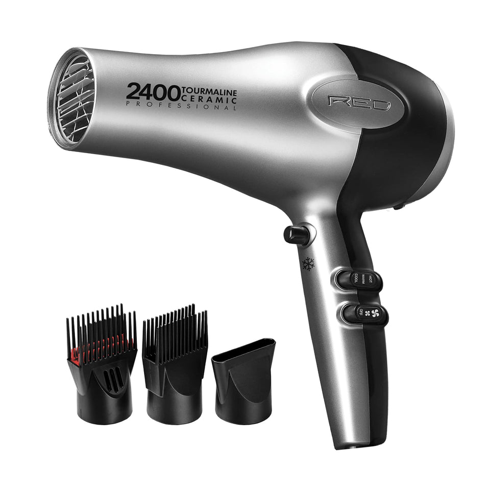 Red by Kiss hair dryer front view emphasizes sleek design and salon-ready performance