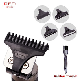 Red by Kiss Hair Trimmer blade guards enable safe length settings.
