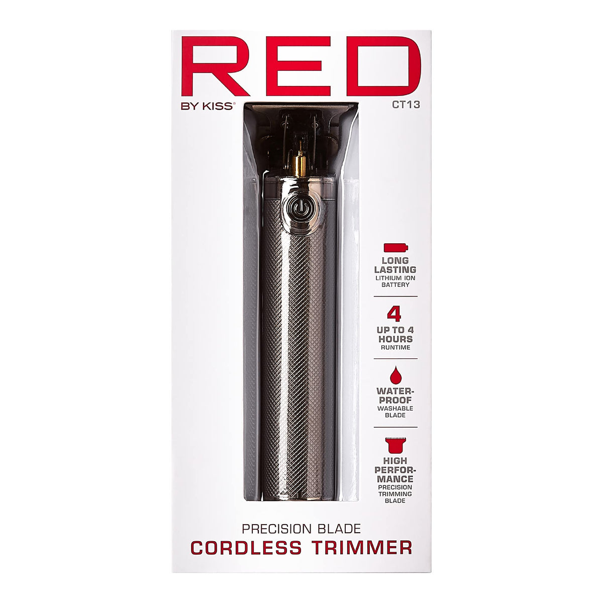 Red by Kiss Hair Trimmer USB charging keeps power on the go.