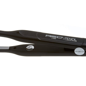 Red by Kiss Titanium Styler Pencil Flat Iron heat control demonstrates instant temperature adjustment.