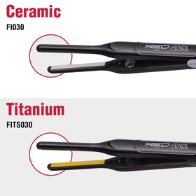 Red by Kiss Titanium Styler Pencil Flat Iron suitable for professional and home use.