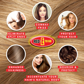 Red-E To Go leave-in spray bottle demonstrates quick hydration and detangling.
