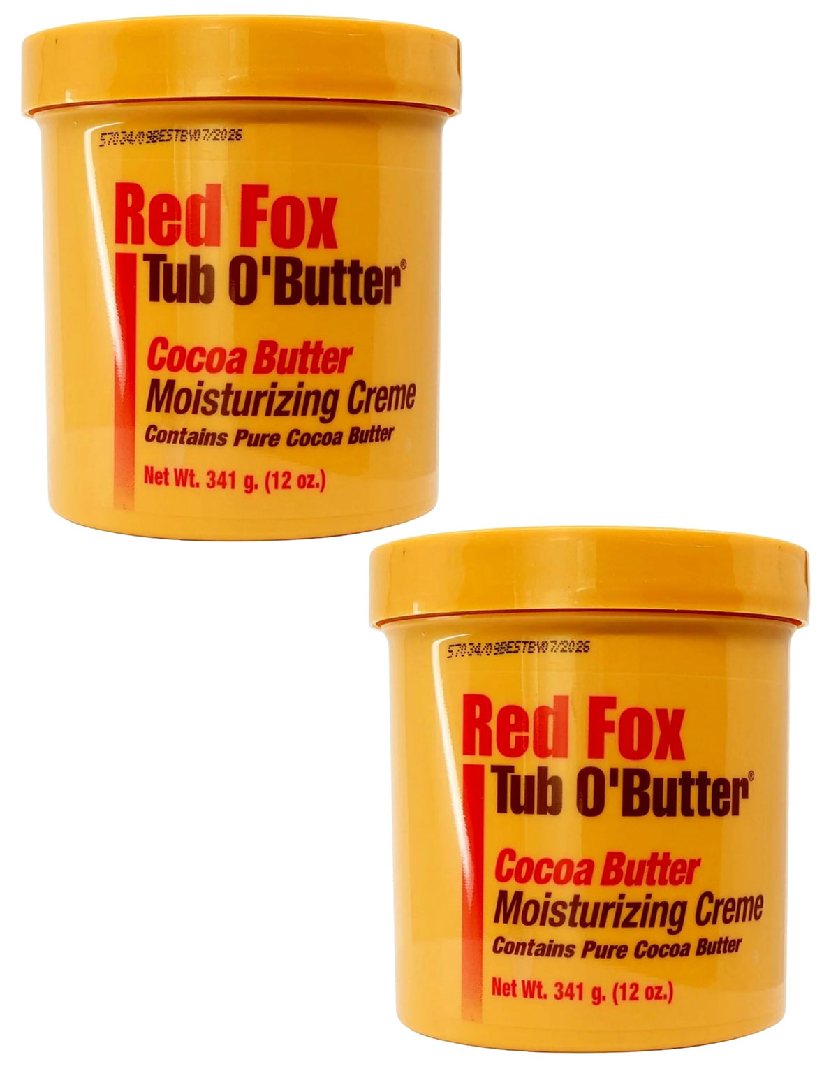 Red Fox tub-o-butter cocoa butter creme showing rich hydration for dry skin.
