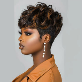 RED PIXIE Pixie Cut Wig with short curly ombre for a natural, stylish look