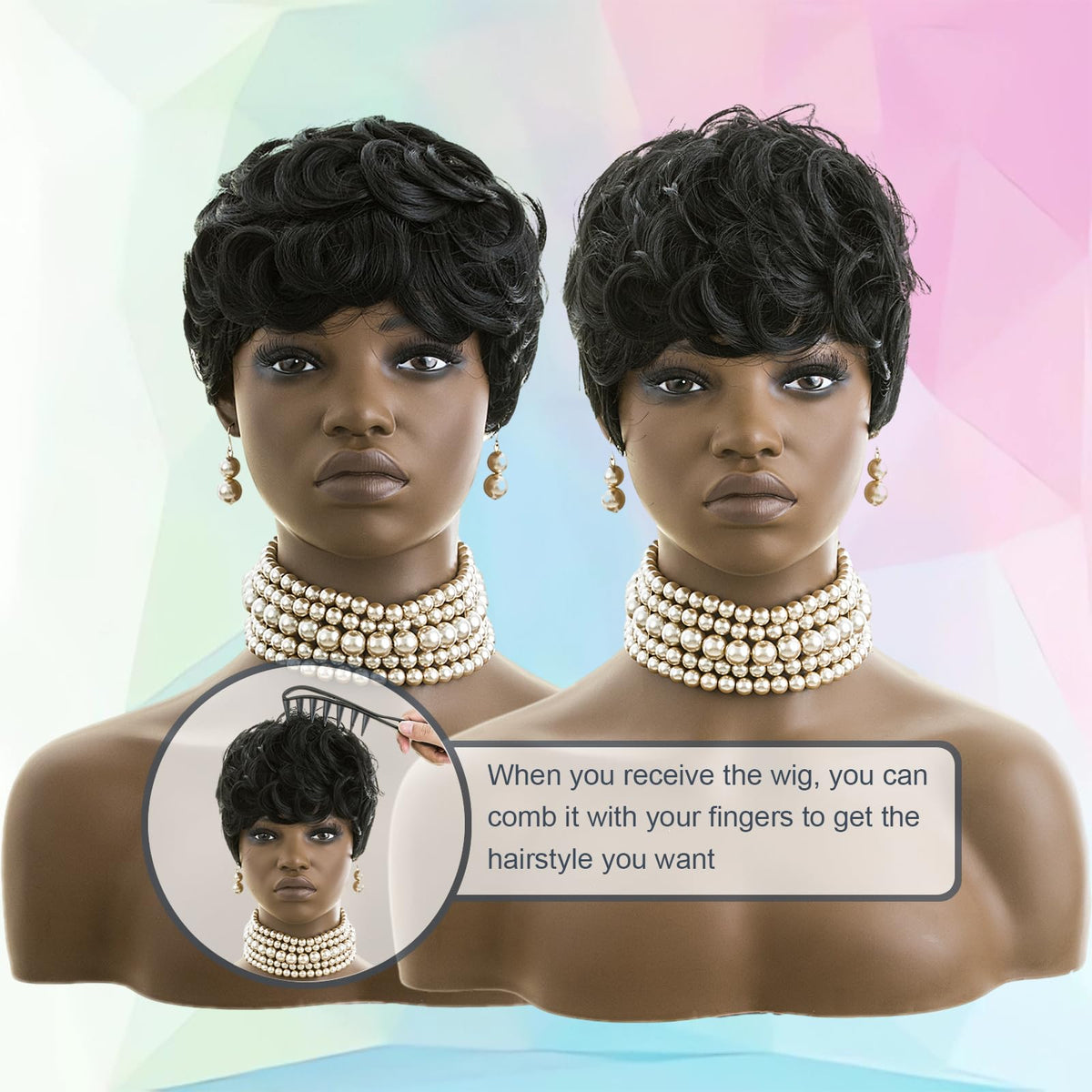 Red Pixie pixie cut wig with adjustable straps for secure comfort.