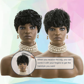 Red Pixie pixie cut wig with adjustable straps for secure comfort.