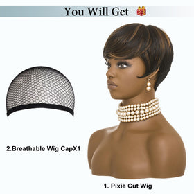 Red Pixie short curly wig back with adjustable strap ensures secure fit