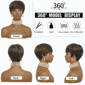 Red Pixie short curly wig side view shows balanced silhouette for everyday wear