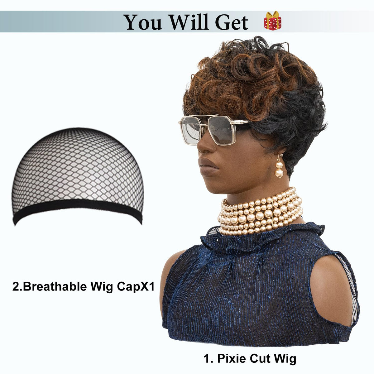 RED PIXIE wig showcases handmade unit curl style for versatile everyday wear