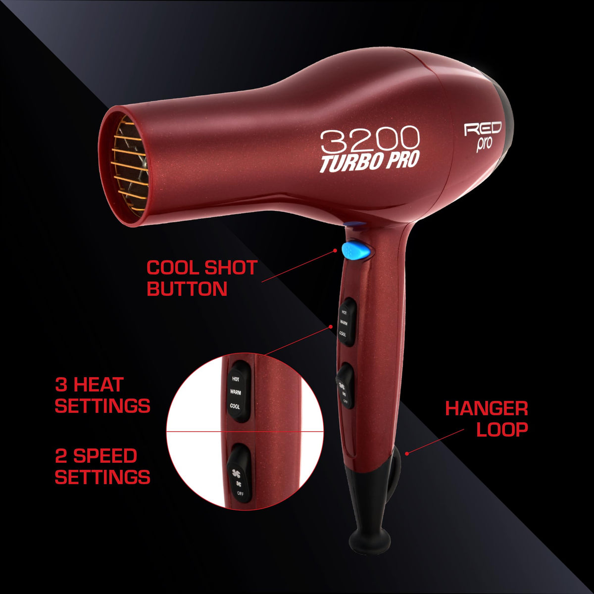 Red Pro 3200 Turbo Pro air concentrator attachment enables precise styling