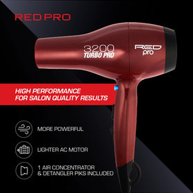 Red Pro 3200 Turbo Pro single-layer detangler pik speeds detangling for quick results
