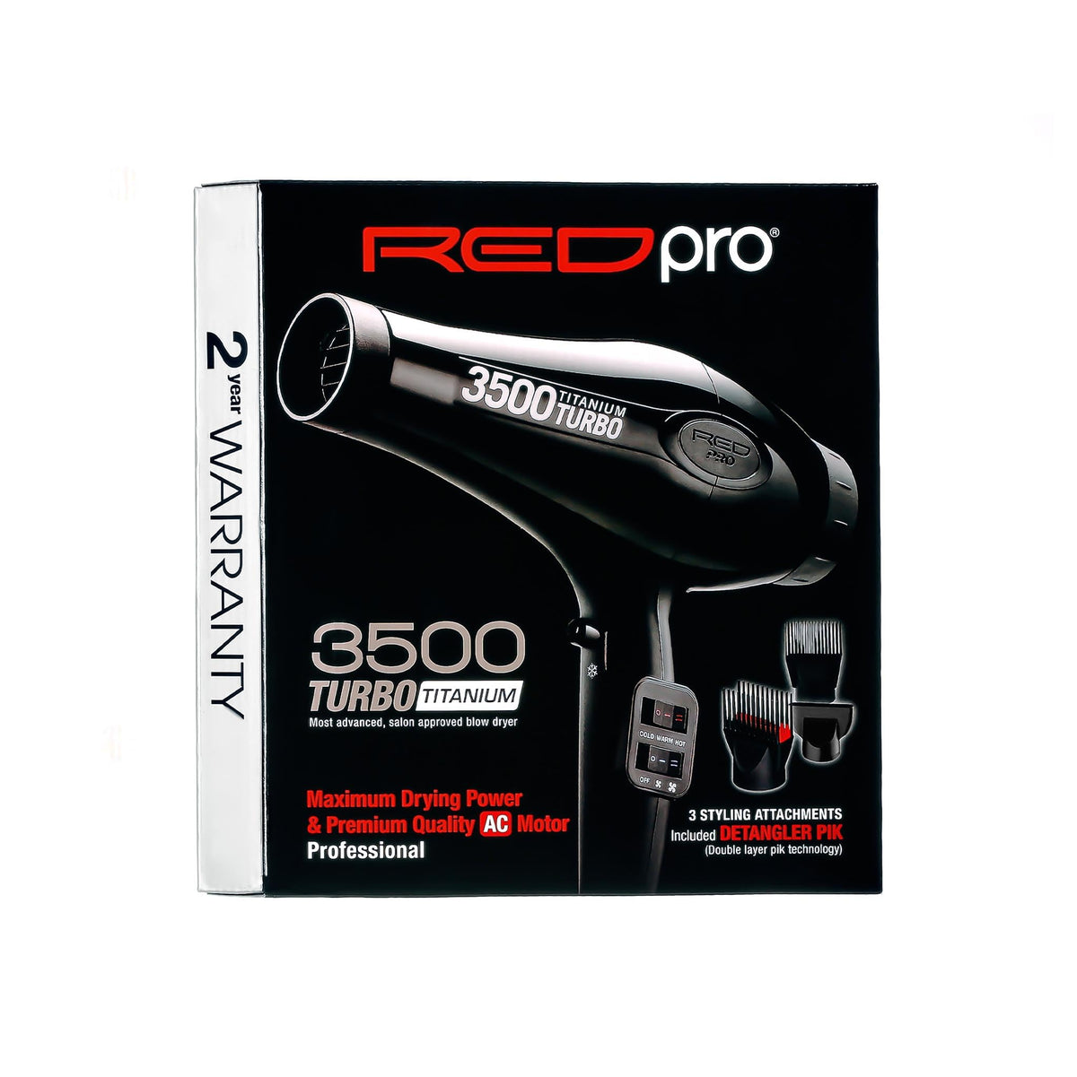 RED Pro 3500 Turbo Titanium Hair Dryer attachments for versatile styling options