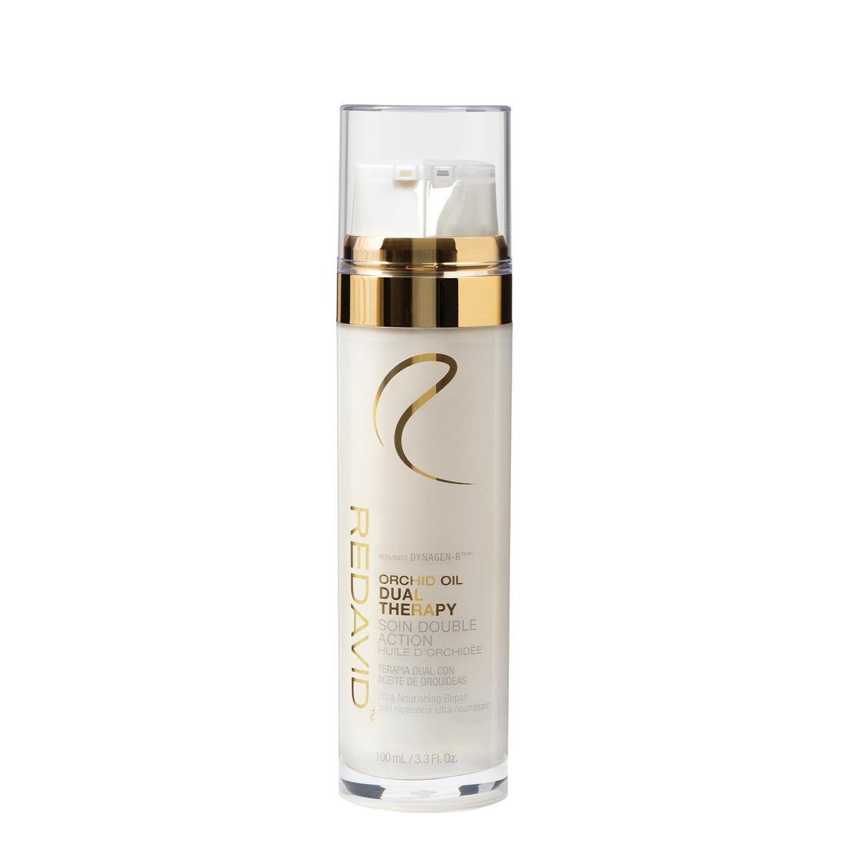 Redavid Orchid Oil Dual Therapy bottle pour for easy application and frizz control