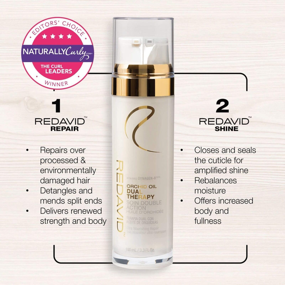 Redavid Orchid Oil Dual Therapy packaging shot emphasizes vegan, fair-trade ethos