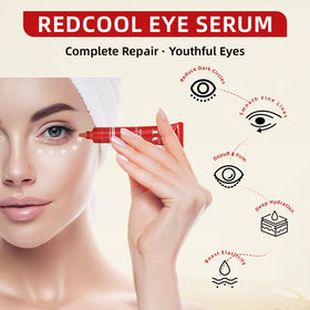Redcool Caffeine Eye Serum pump dispenser ready for daily use.