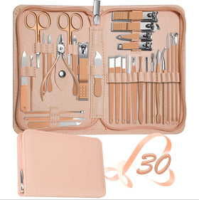 RedFlow rose gold manicure set case open for convenient on-the-go grooming