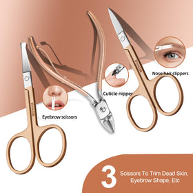 RedFlow rose gold nail clippers in hand for quick touch-ups