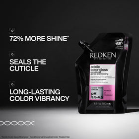 Redken Acidic Color Gloss Conditioner being applied provides conditioning for color-treated hair.