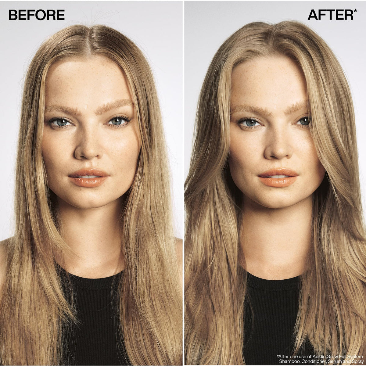 Redken Acidic Grow Full application on hair demonstrates lightweight styling