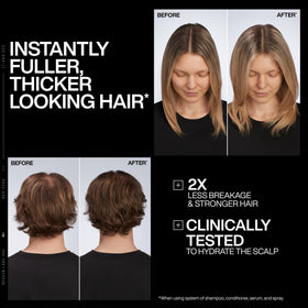 Close-up of hair texture and shine after using Redken product