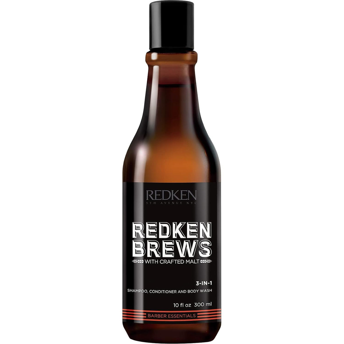 Redken Brews 3-In-1 bottle shown for daily all-in-one hair and body cleansing.