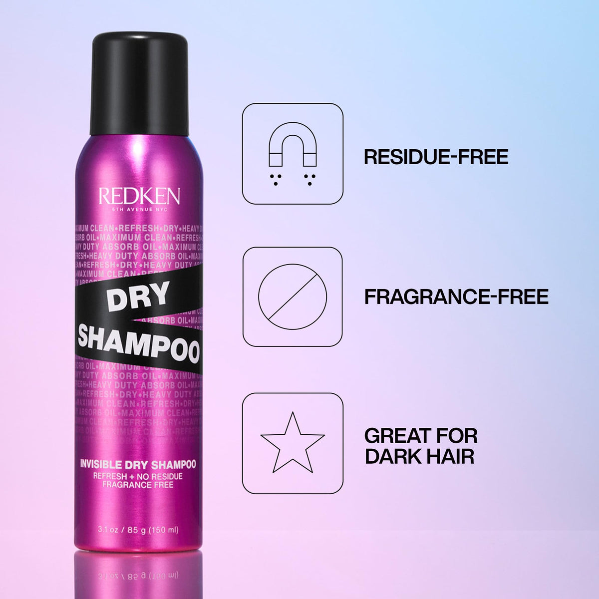 Redken Invisible Dry Shampoo absorbs oil at the roots for a refreshed look
