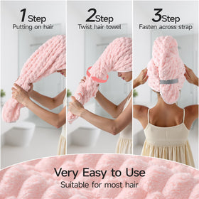 REDKISS elastic-secure wrap band keeps towel in place during routines.