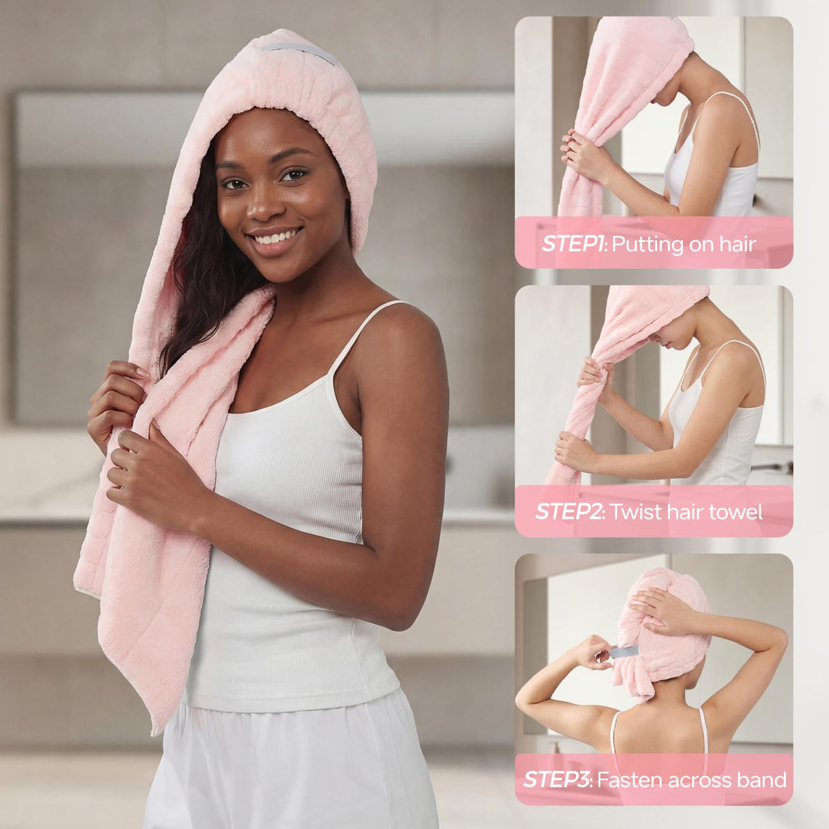REDKISS skin-friendly microfiber fabric reduces static and friction during drying