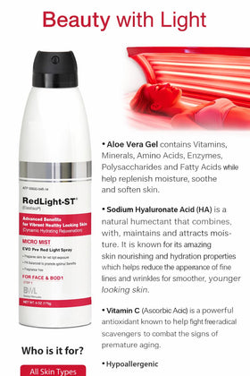 RedLight-ST fragrance-free label for sensitive skin users.
