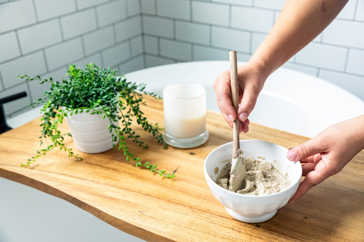 Redmond Clay face mask mixing in a bowl for a custom routine