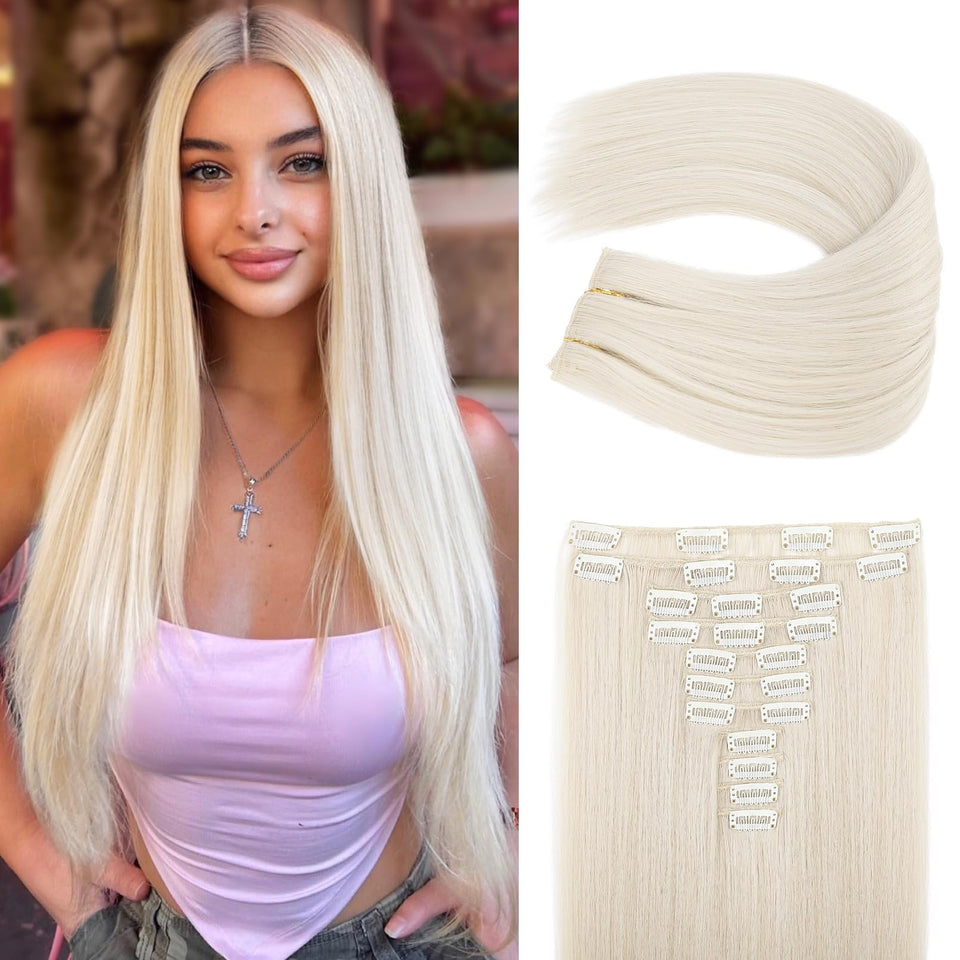REECHO 11-piece clip-in extensions in 24 inches for instant volume and length.