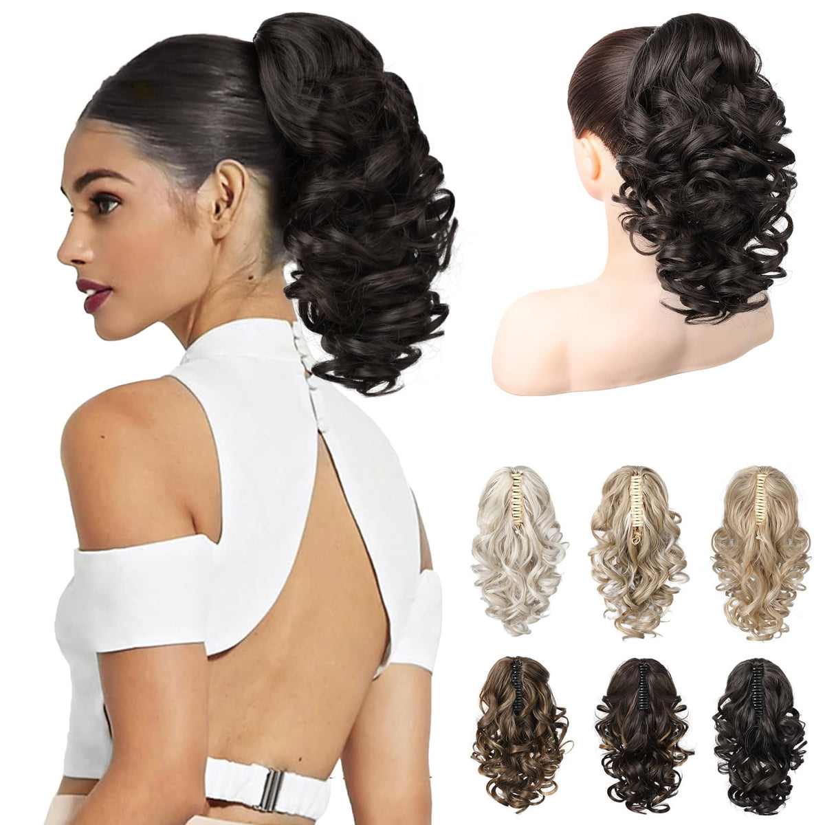 REECHO 12-inch ponytail extension with loose curly for instant volume