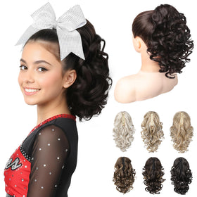 REECHO 12-inch ponytail extension with claw clip showing loose curl for easy daily styling.