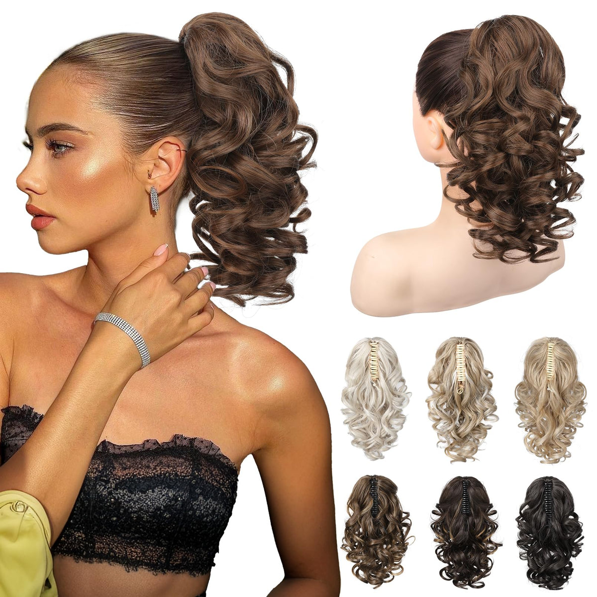 REECHO 12-inch Ginger Brown ponytail extension adds natural volume for daily styling